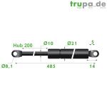 Gasdruckfeder Ø10/21mm 485mm / Hub 200mm / 700N 