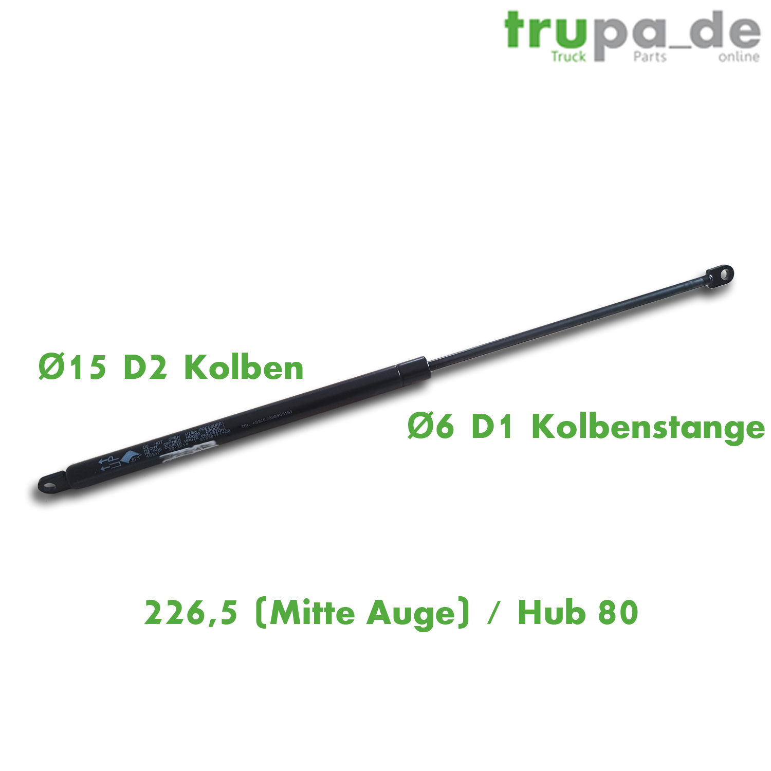 Gasdruckfeder für Vakuumiergerät D1 ø 6mm D2 ø 15mm 250N D1 6mm D2 15mm 40mm 